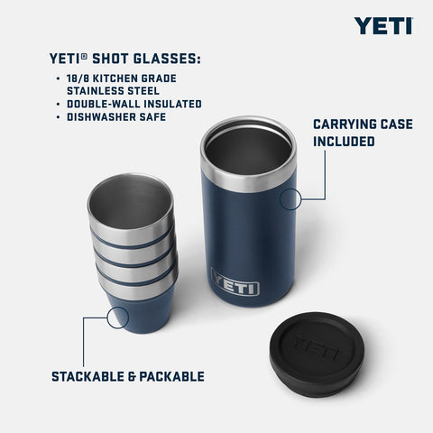 YETI carrying case open with shot glasses inside protecting cups for travel