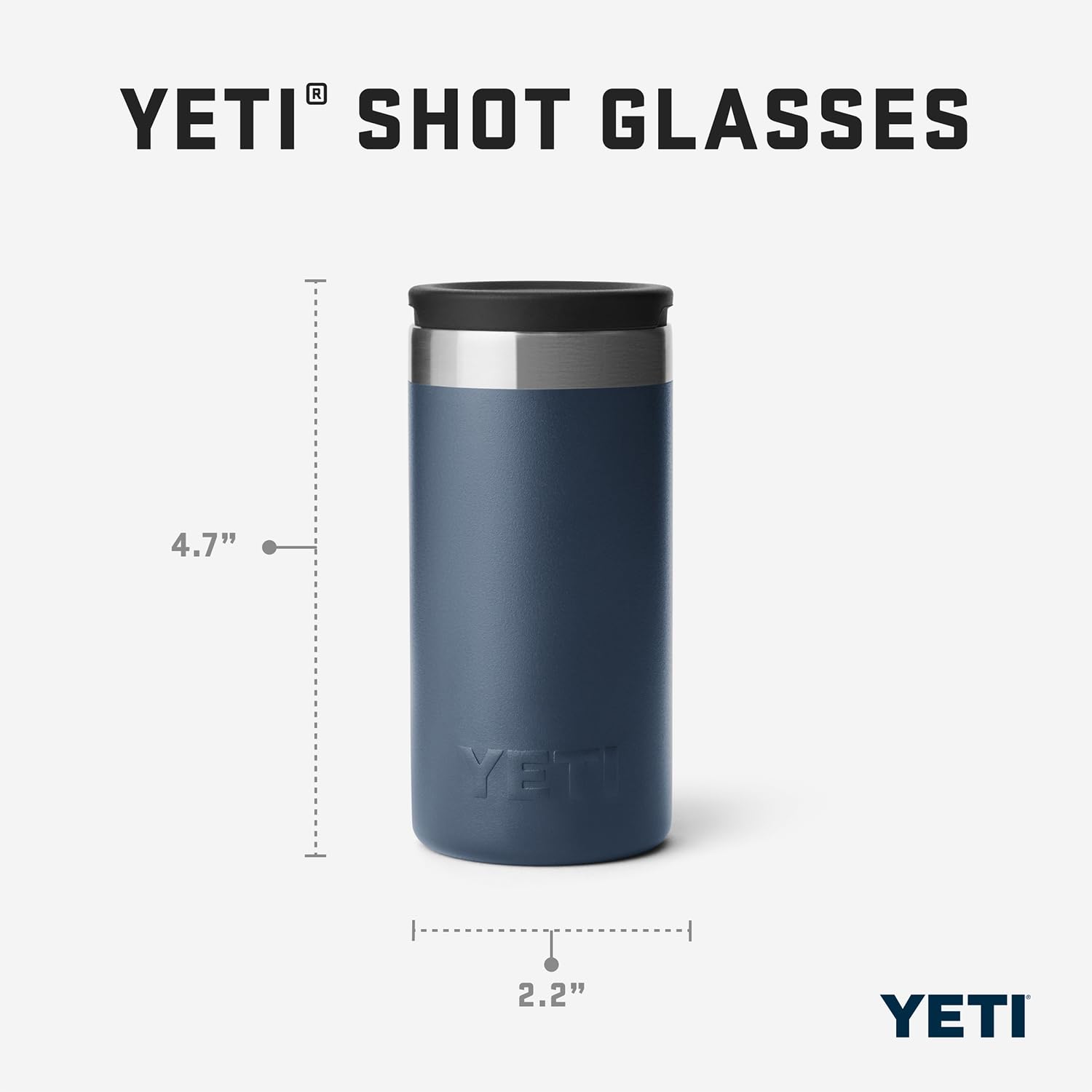 Close-up of YETI shot glass rim highlighting stainless finish and comfort