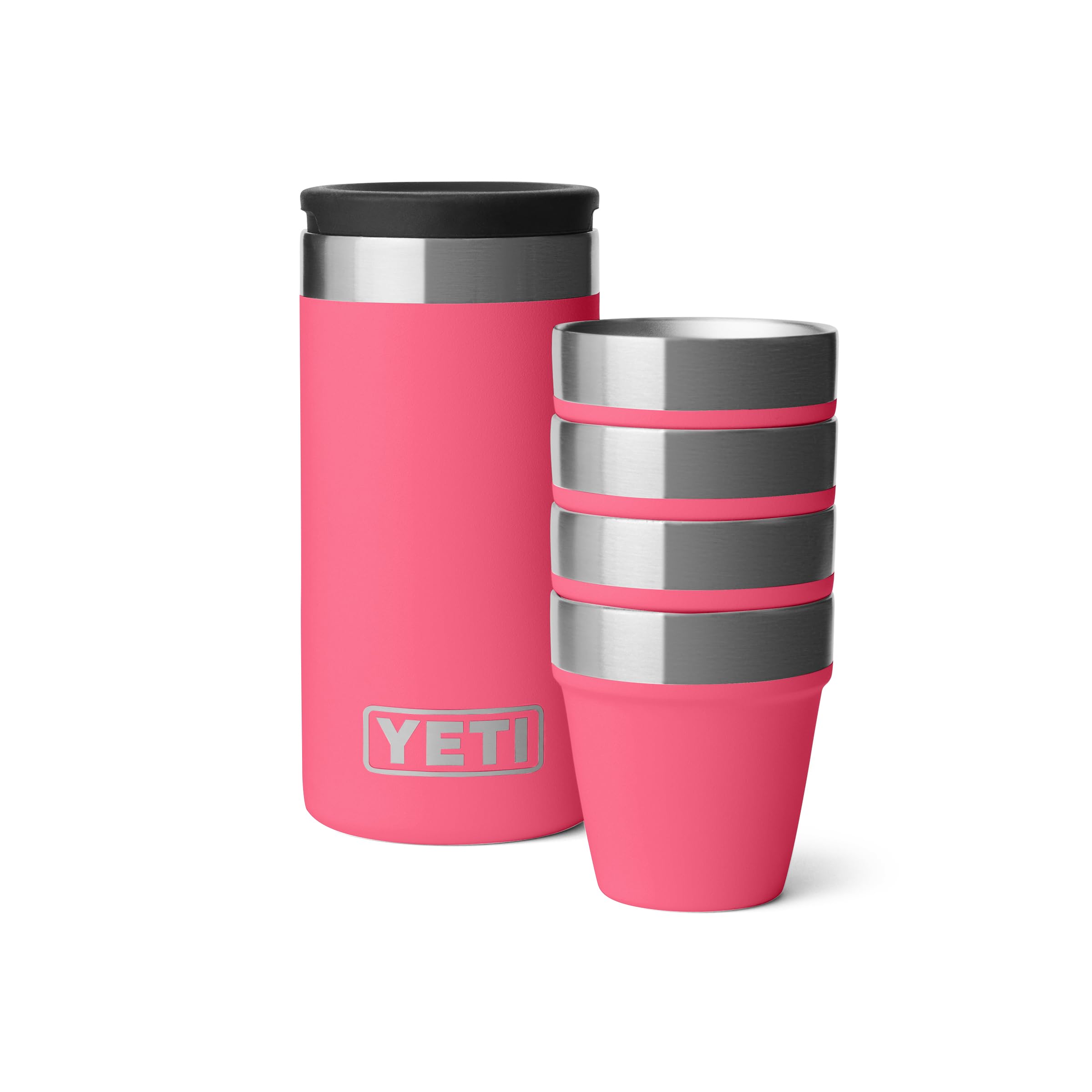 YETI front packaging showing tropical pink shot glass set, durable portability