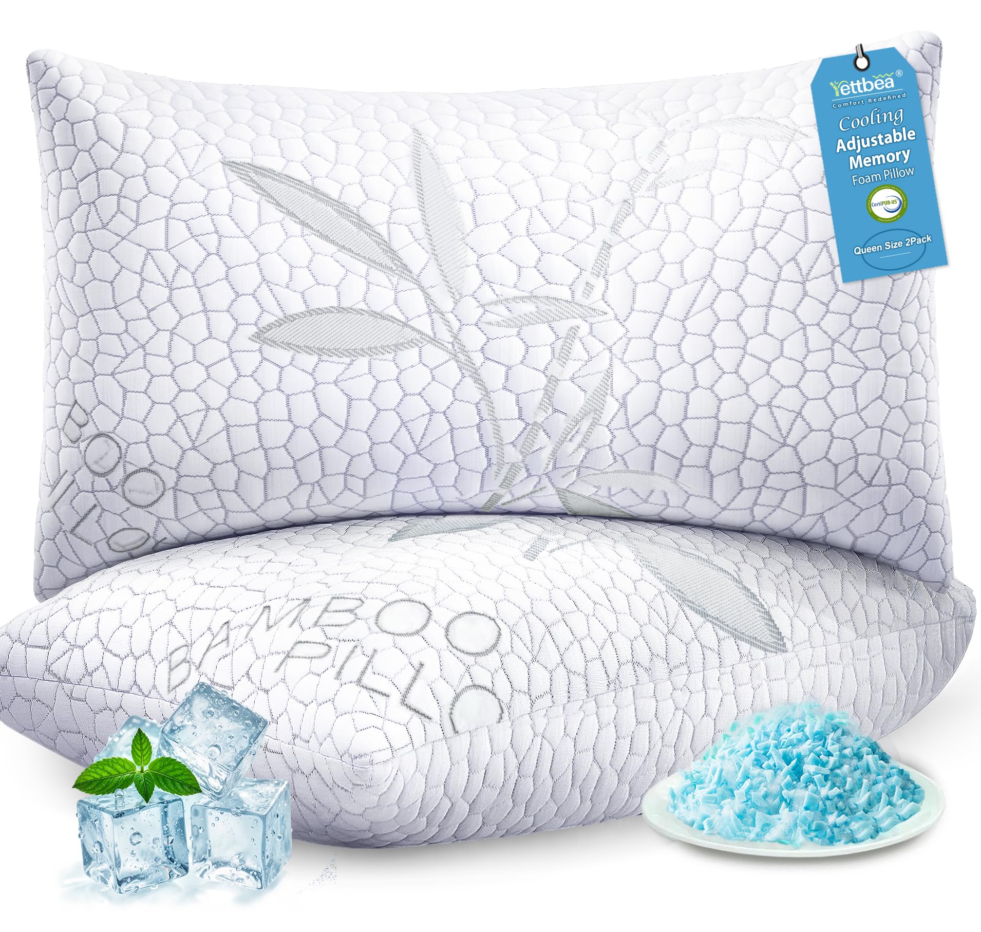 Yettbea front packaging showing queen set and cooling benefits