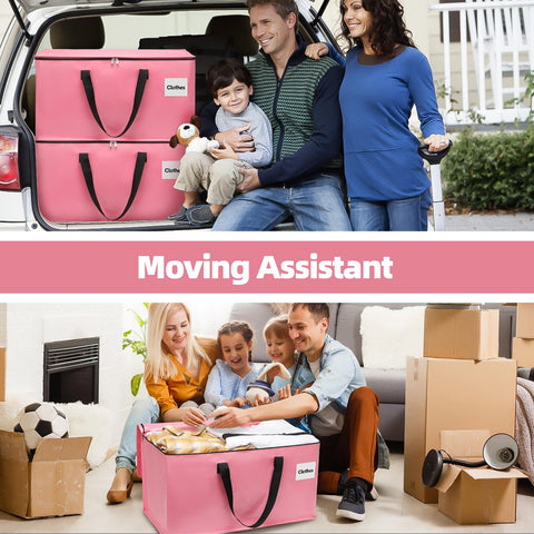 YEUEYS bags stacked in a moving truck showing organized transport and space savings
