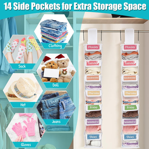 Yeyeplum shelves filled with kids outfits to speed up morning routine