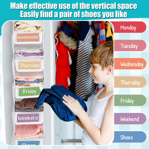 Yeyeplum organizer beside hanger showing compact size and kid-friendly height