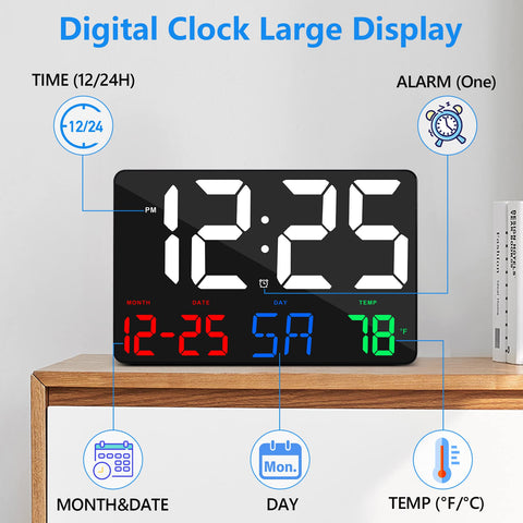 ygdigital wall mounted in living room offering visible time and temperature benefits