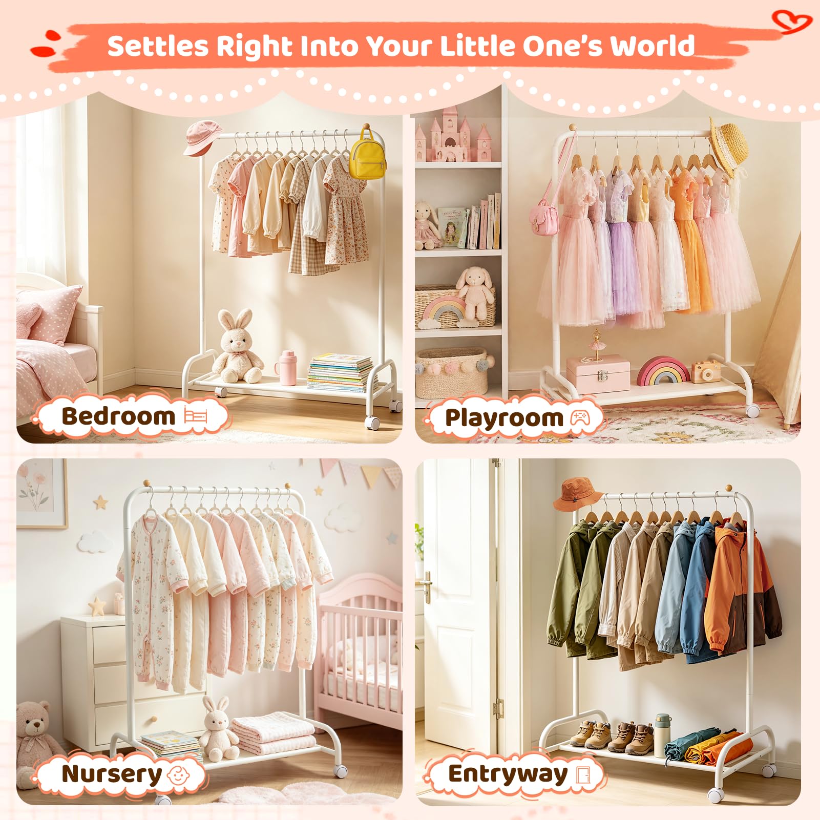 YGJT hangers and accessories on rack demonstrate versatile storage