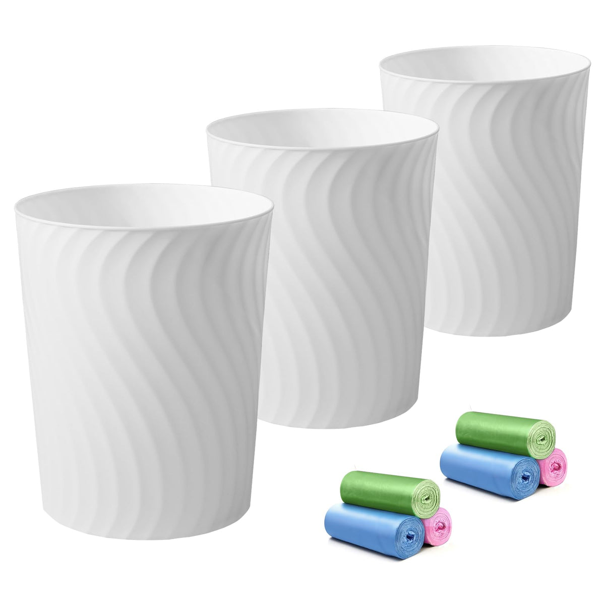 YGJT front view of three compact trash cans showing neat storage benefit