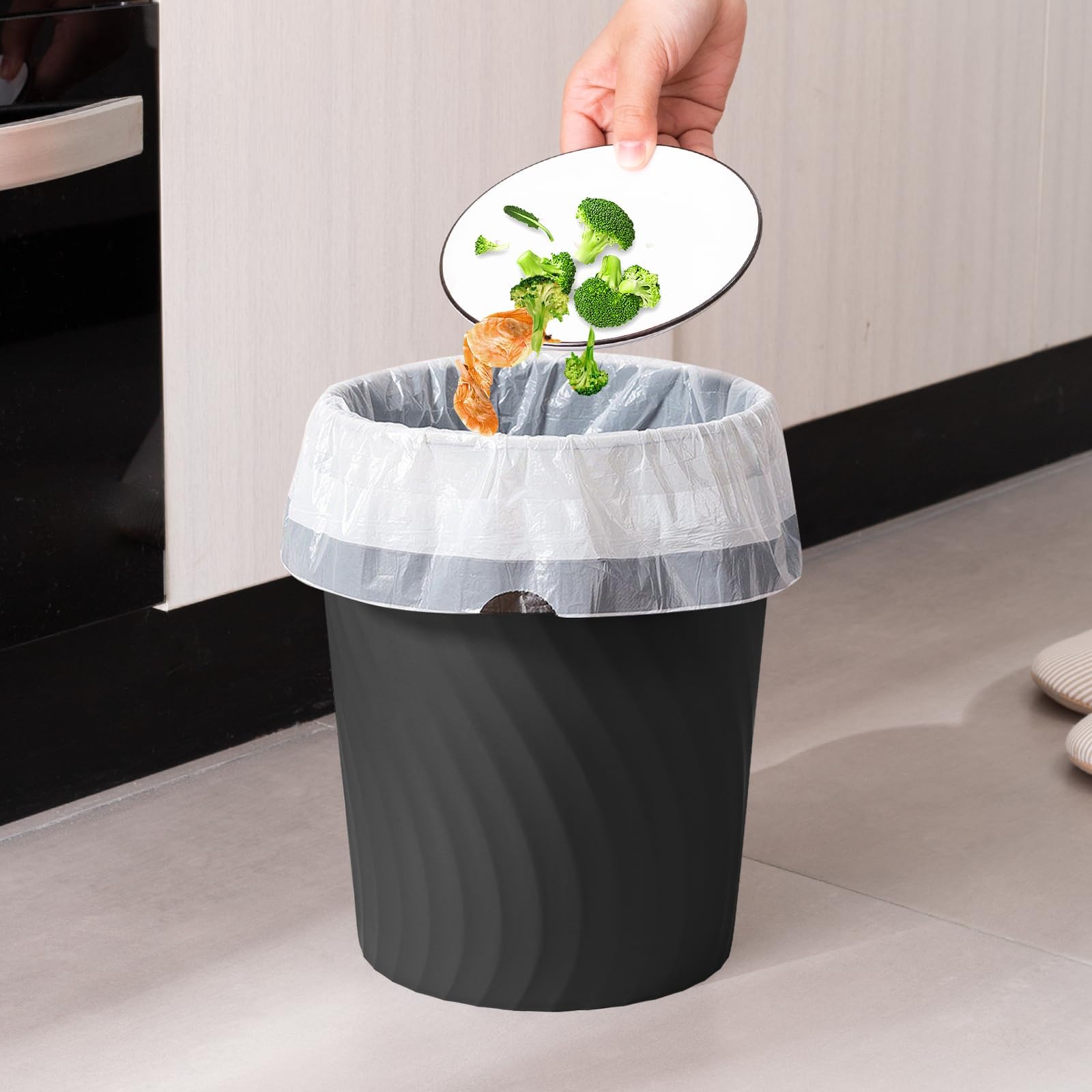 YGJT trash can in bathroom setting demonstrating stylish fit and space efficiency
