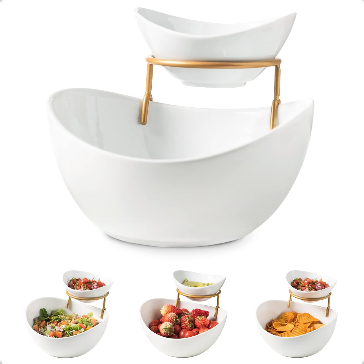 YHOSSEUN front view of assembled chip and dip set showing elegant display benefit
