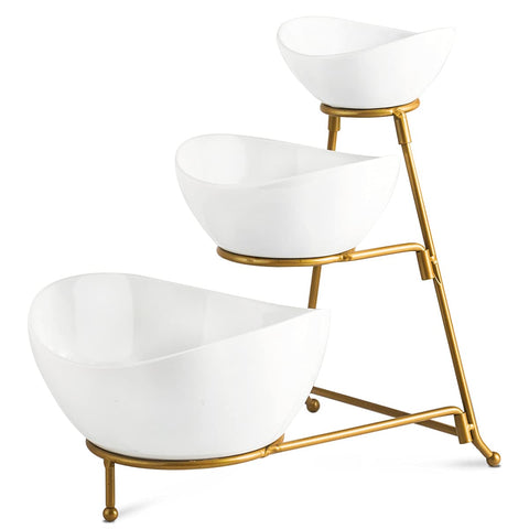 YHOSSEUN front view of tiered oval stand shows elegant display benefit