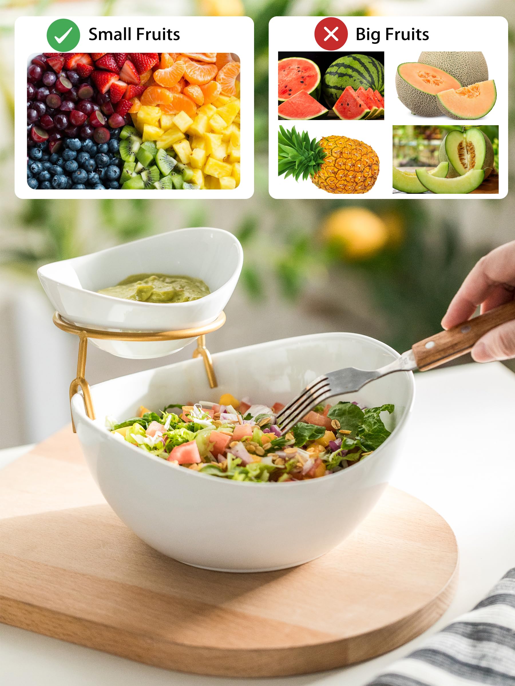 YHOSSEUN close-up of large porcelain bowl showing smooth surface and easy cleaning