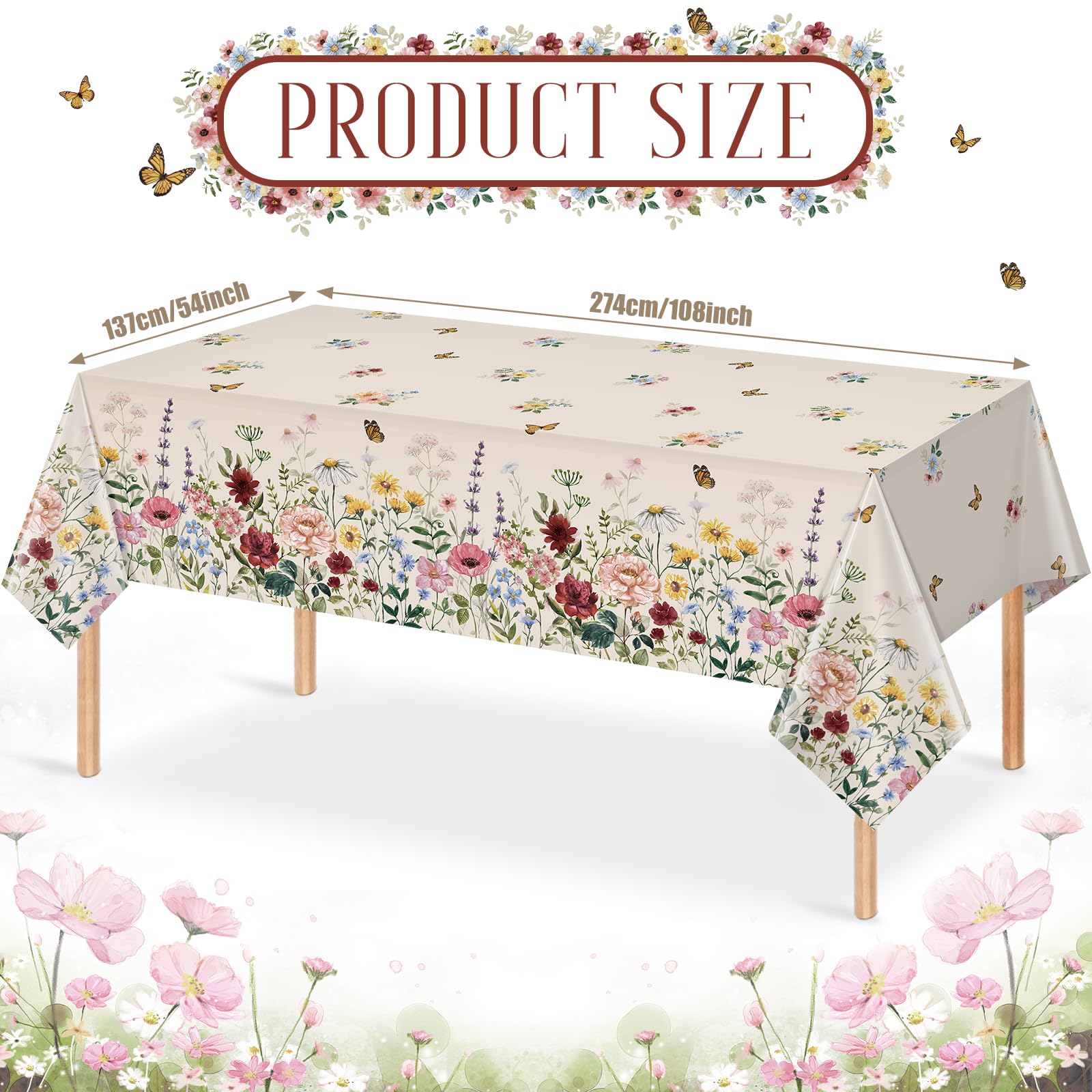 YIDAKO close-up of watercolor wildflower and butterfly print offering elegant decoration