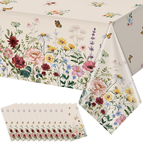 YIDAKO front packaging showing twelve spring floral tablecloths, adding convenience
