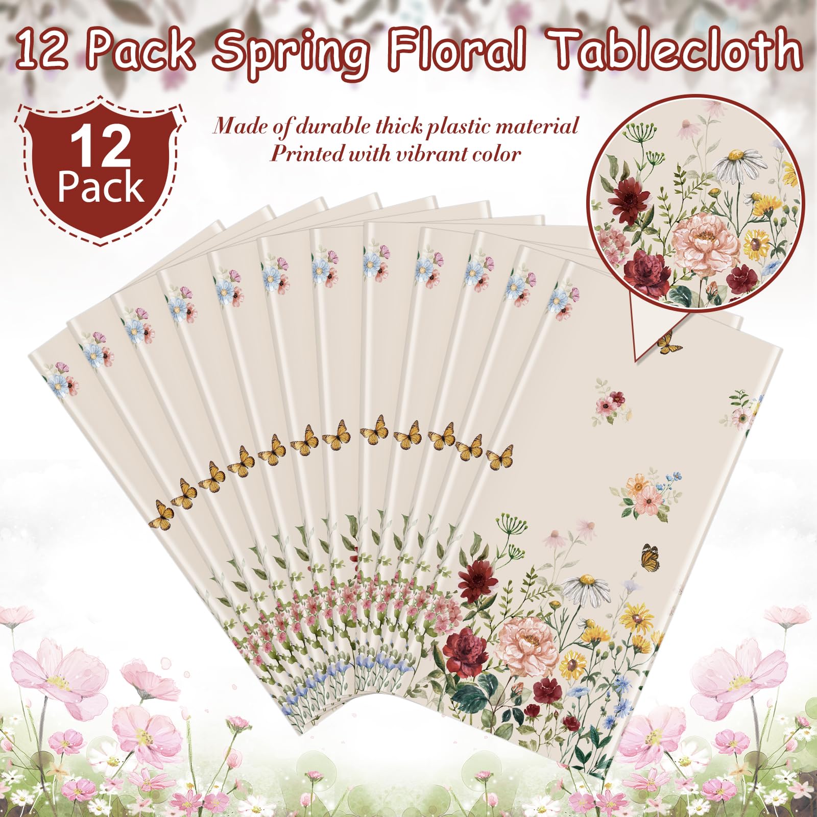 YIDAKO table setting with floral tablecloth and centerpiece creating instant ambiance