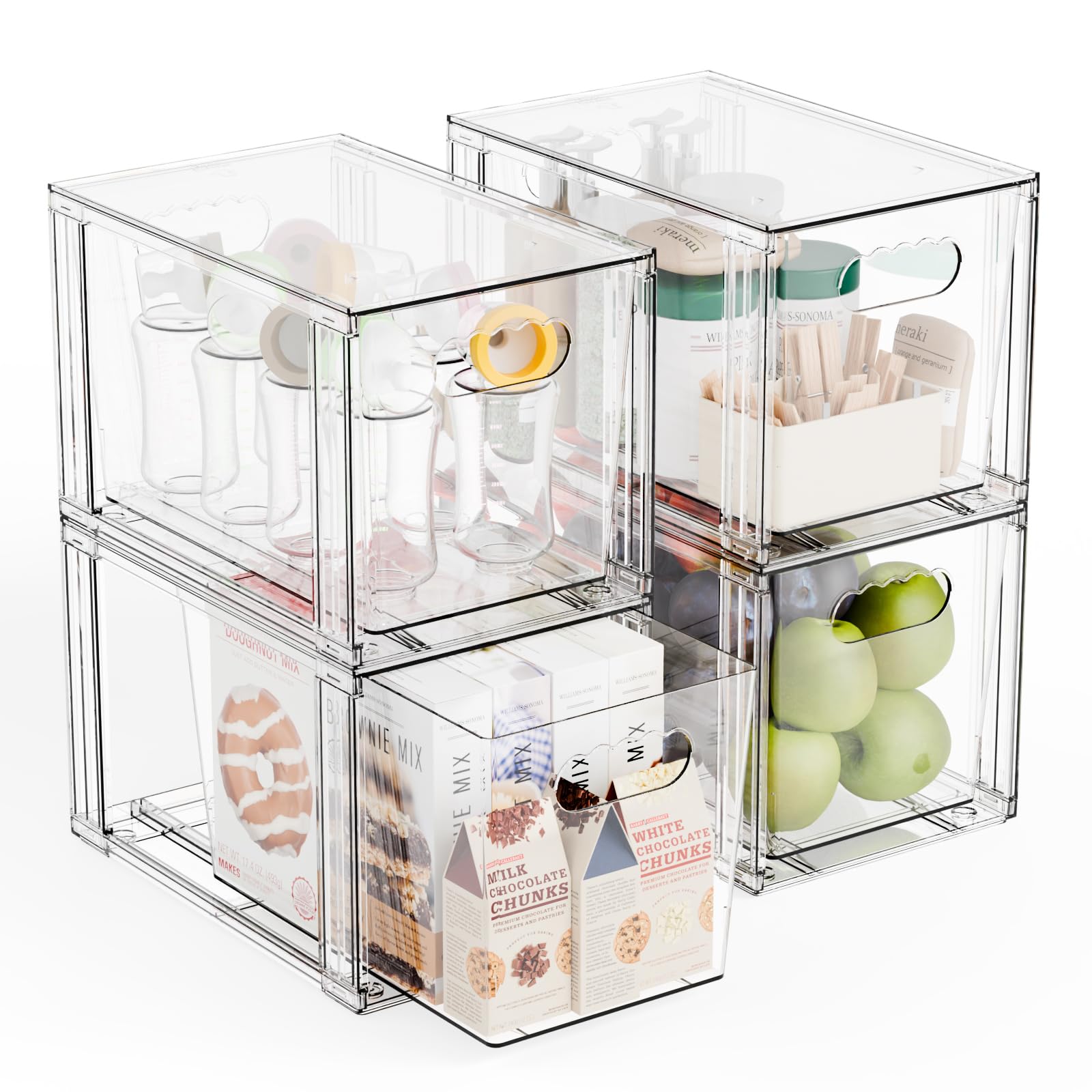 Yieach front view showing clear stackable drawers for clutter-free storage