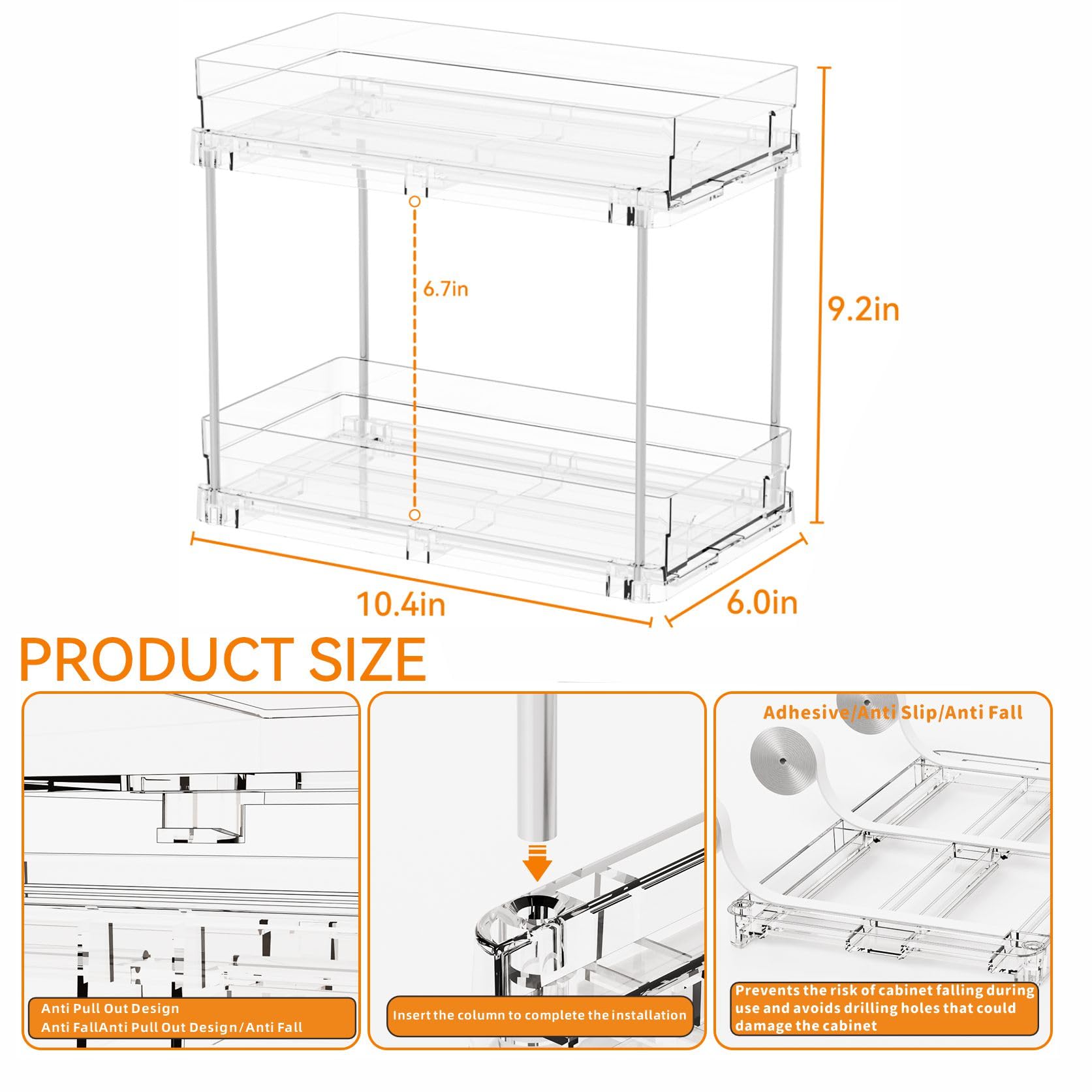 Yieach pulled-out drawer in cabinet showing easy access benefit