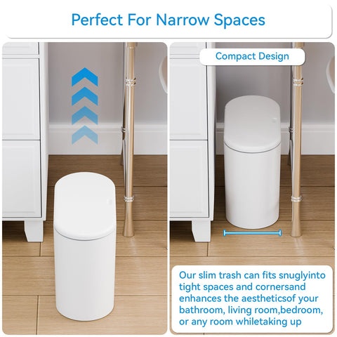 Yieach slim can beside toilet showing space-saving fit