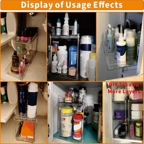 Yieach stacked storage with products showing space-saving benefit