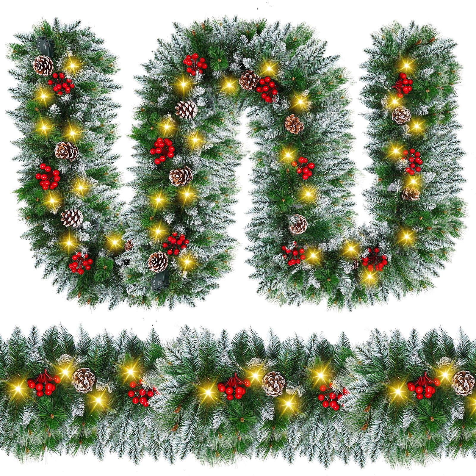Yifdego front view garland showing full 9FT length and festive look