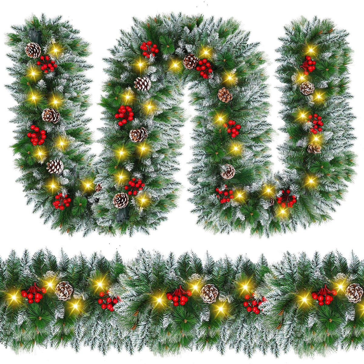 Yifdego front view garland showing full 9FT length and festive look