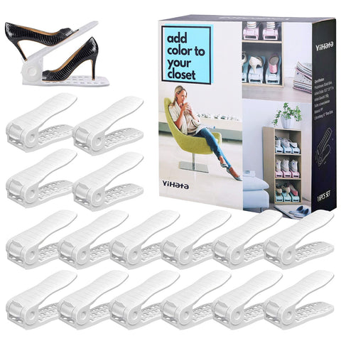 YIHATA scale comparison with shoes to illustrate space saved and pair organization