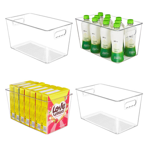 YIHONG front view of four clear bins showing capacity and neat stacking