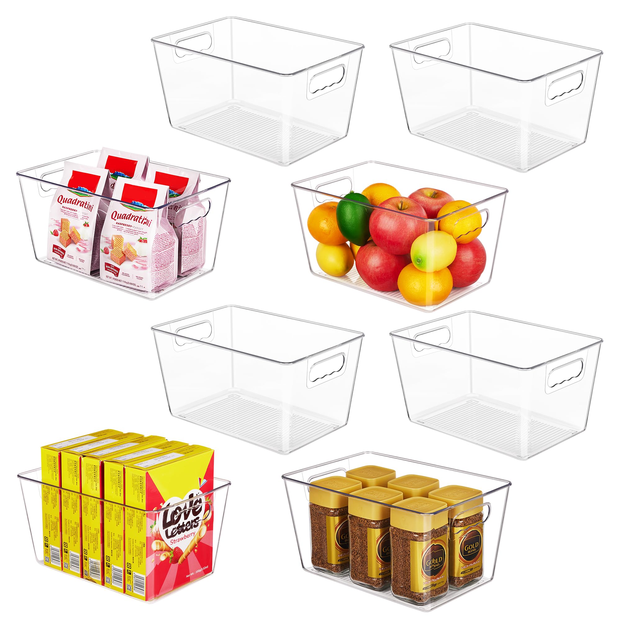 YIHONG front view of clear bin set showing neat storage benefit
