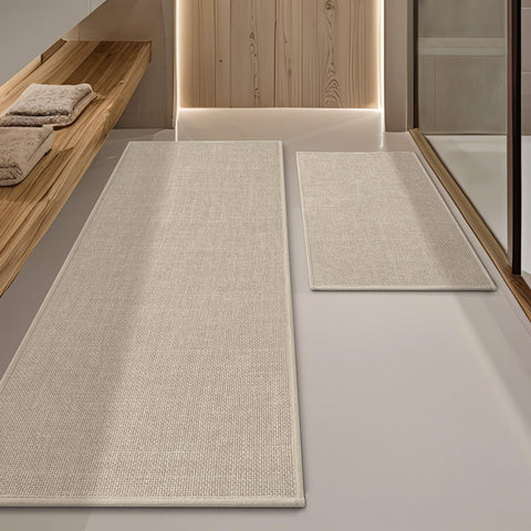 YIHOUSE beige mat front view showing clean design and floor protection