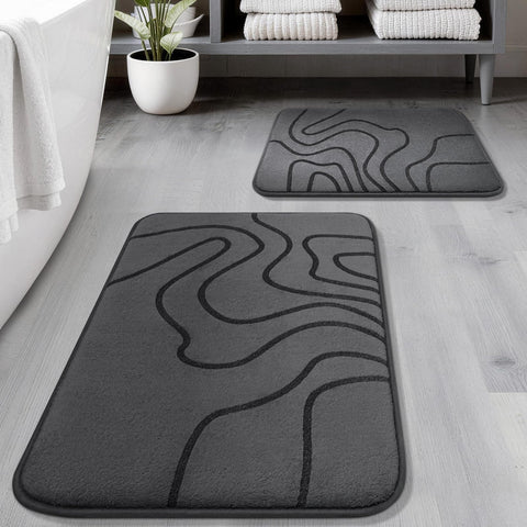 YIHOUSE front view two-piece dark grey set showing plush look and coverage