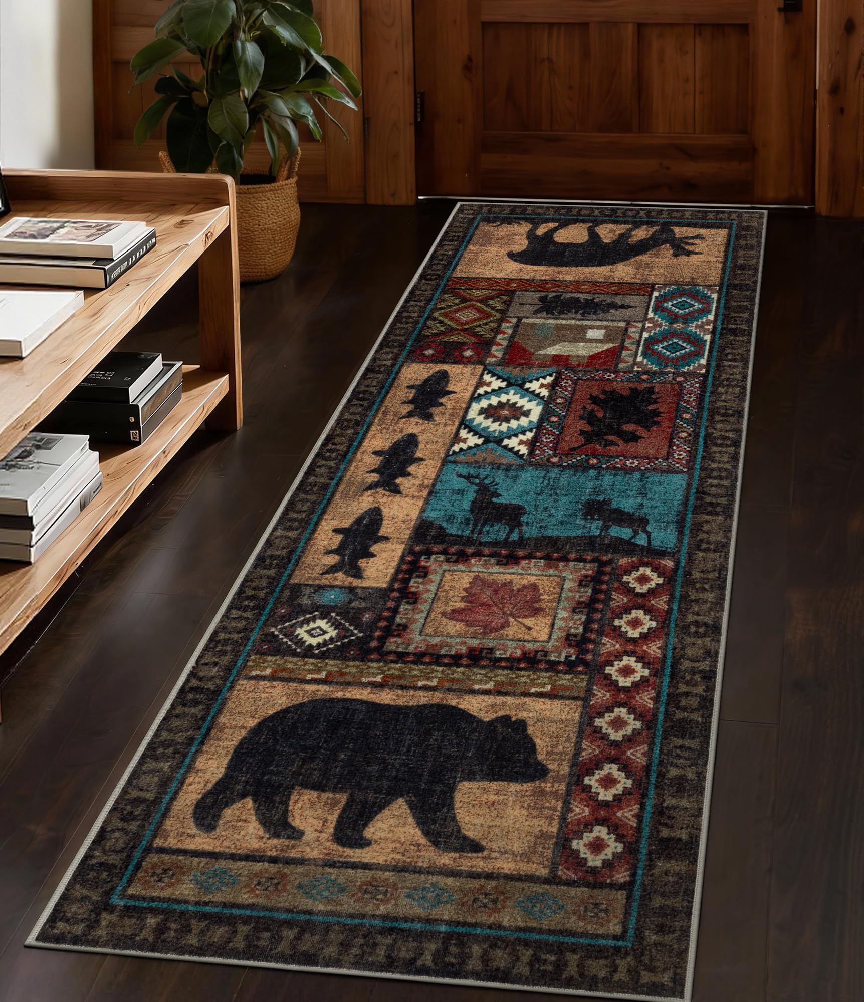 YIHOUSE front view runner rug showing cabin design and cozy entry appeal