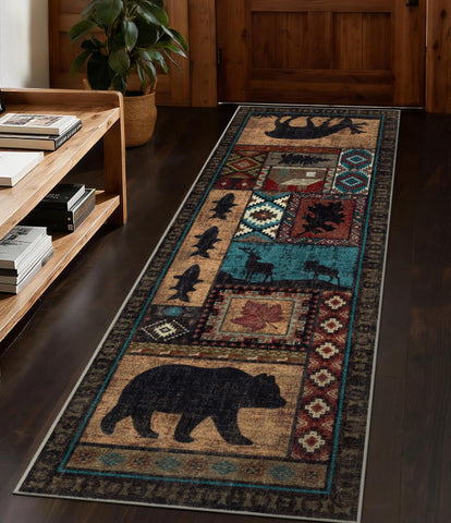 YIHOUSE front view runner rug showing cabin design and cozy entry appeal