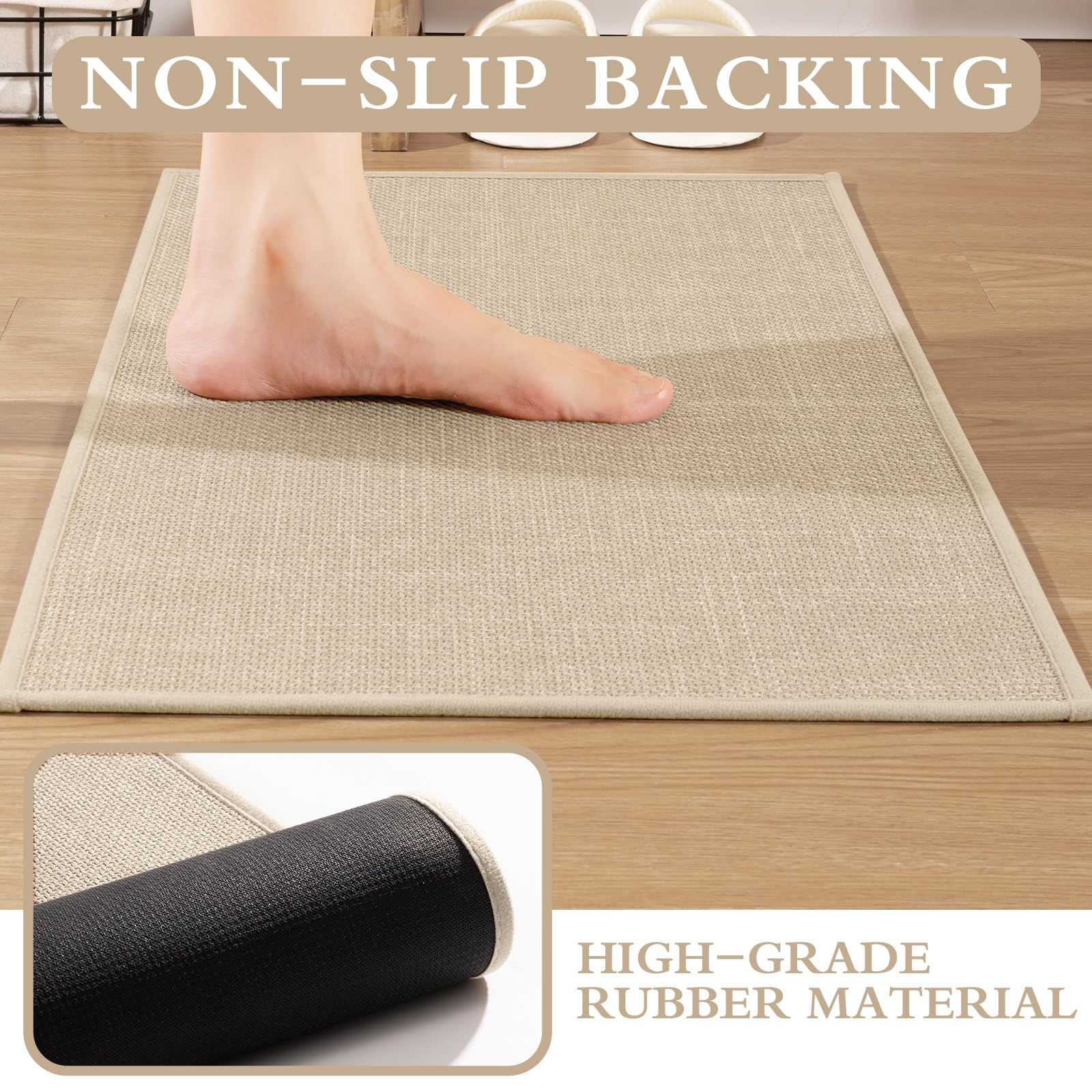 YIHOUSE rubber backing detail showing non-slip grip and safety