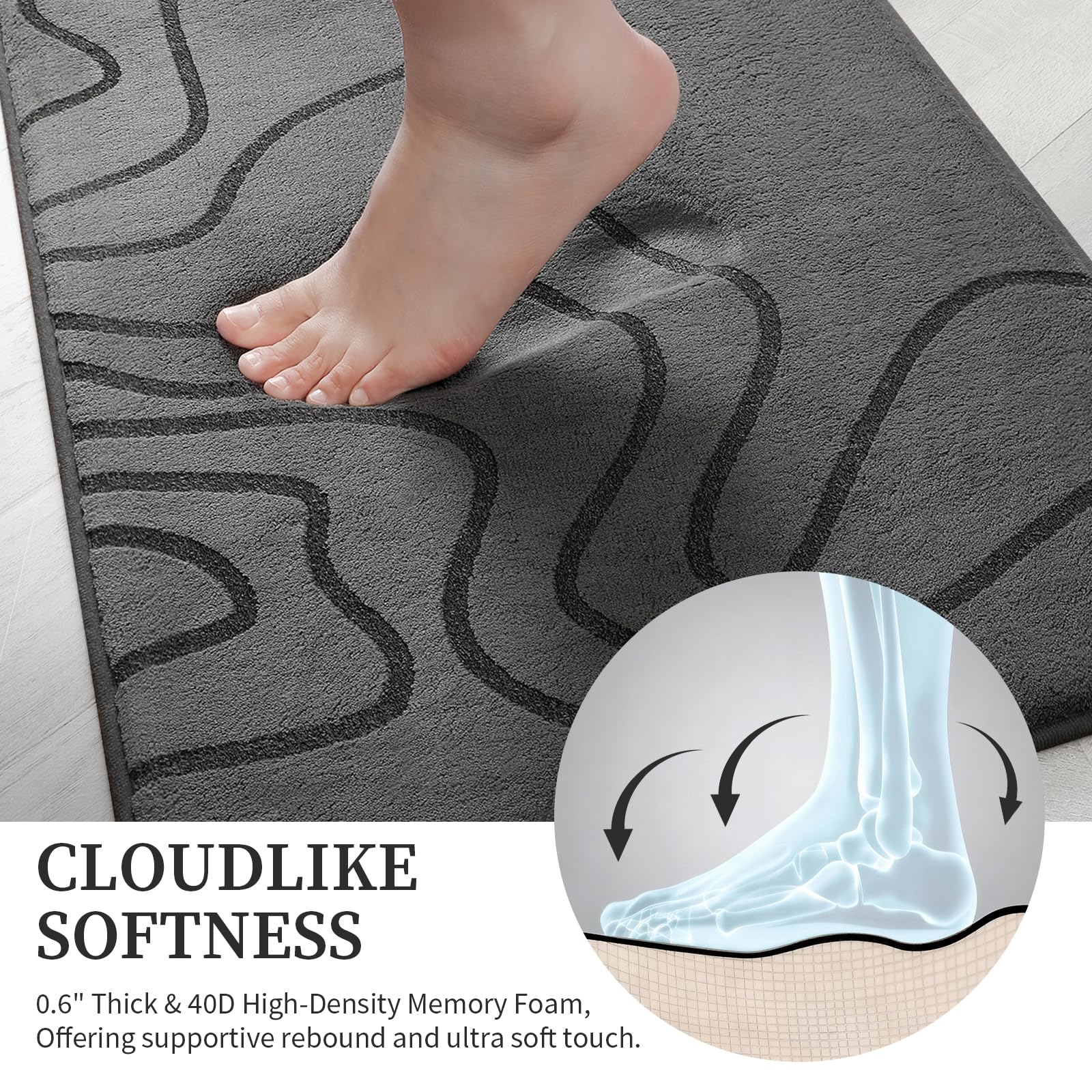 YIHOUSE side profile showing thick 40D memory foam cushioning benefit