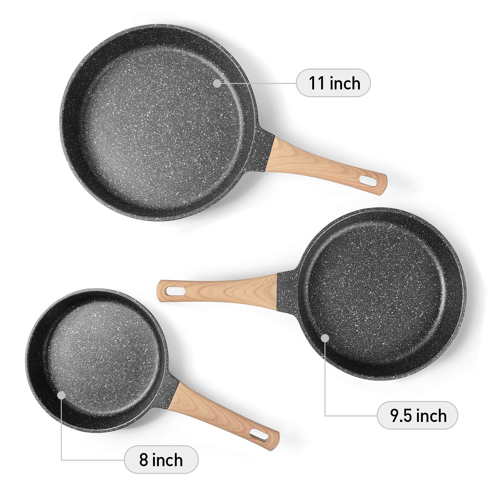 YIIFEEO close-up of granite coating highlighting durable nonstick surface