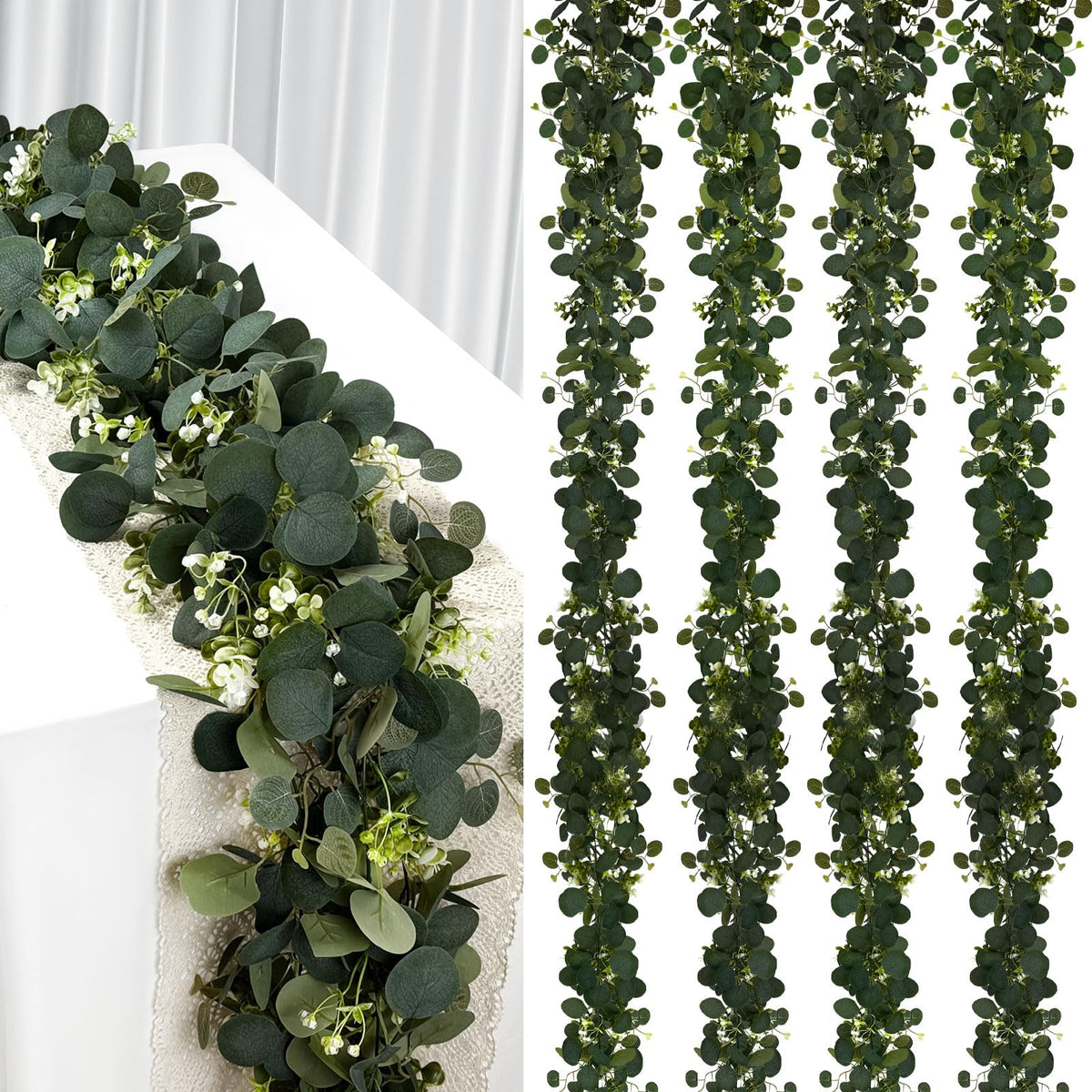 YIJXPOIN garland front view showing full 6FT length and four pieces benefit easy coverage