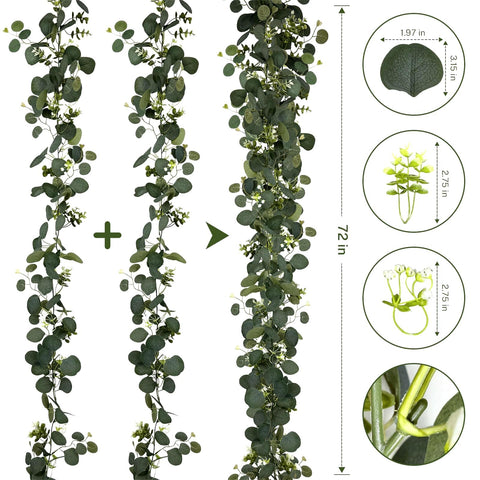 YIJXPOIN closeup of silk eucalyptus leaves showing realistic texture and natural depth benefit