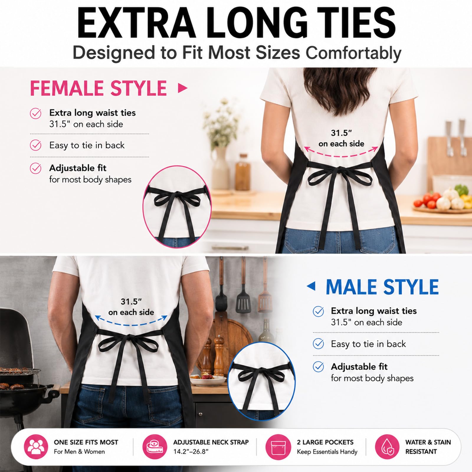 YIKA front pockets holding utensils demonstrating convenient storage benefit
