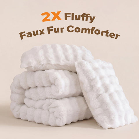 YIKUSH close-up of faux rabbit fur pile highlighting soft texture