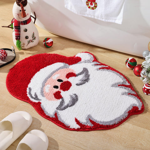 YIKUSH front view Santa mat showing festive design and cozy cushion