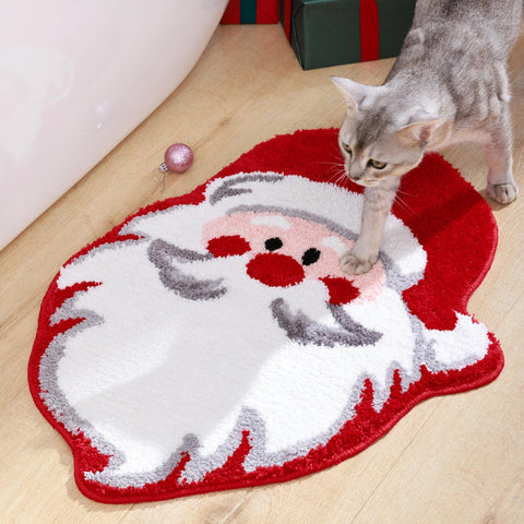 YIKUSH mat placed next to bathtub adding holiday cheer and comfort