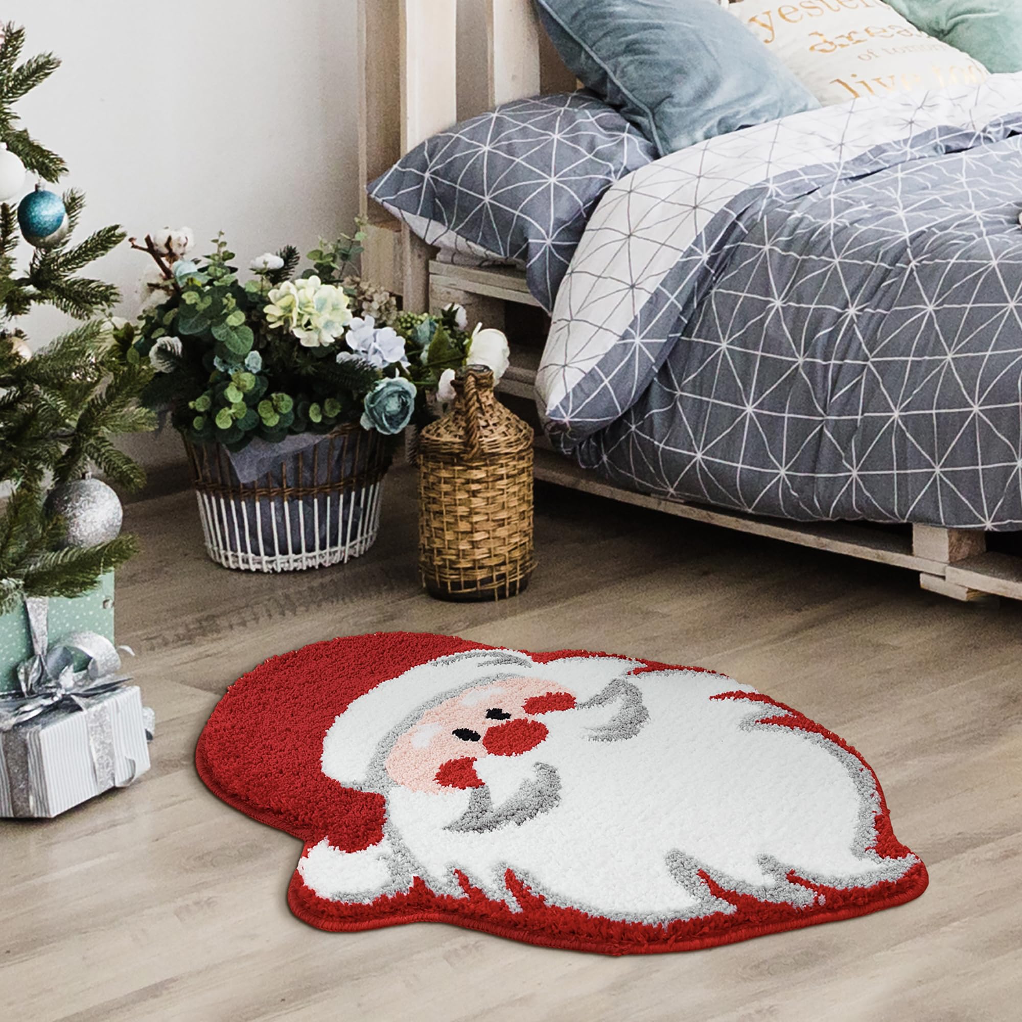 YIKUSH holiday room setting showing mat enhancing festive decor