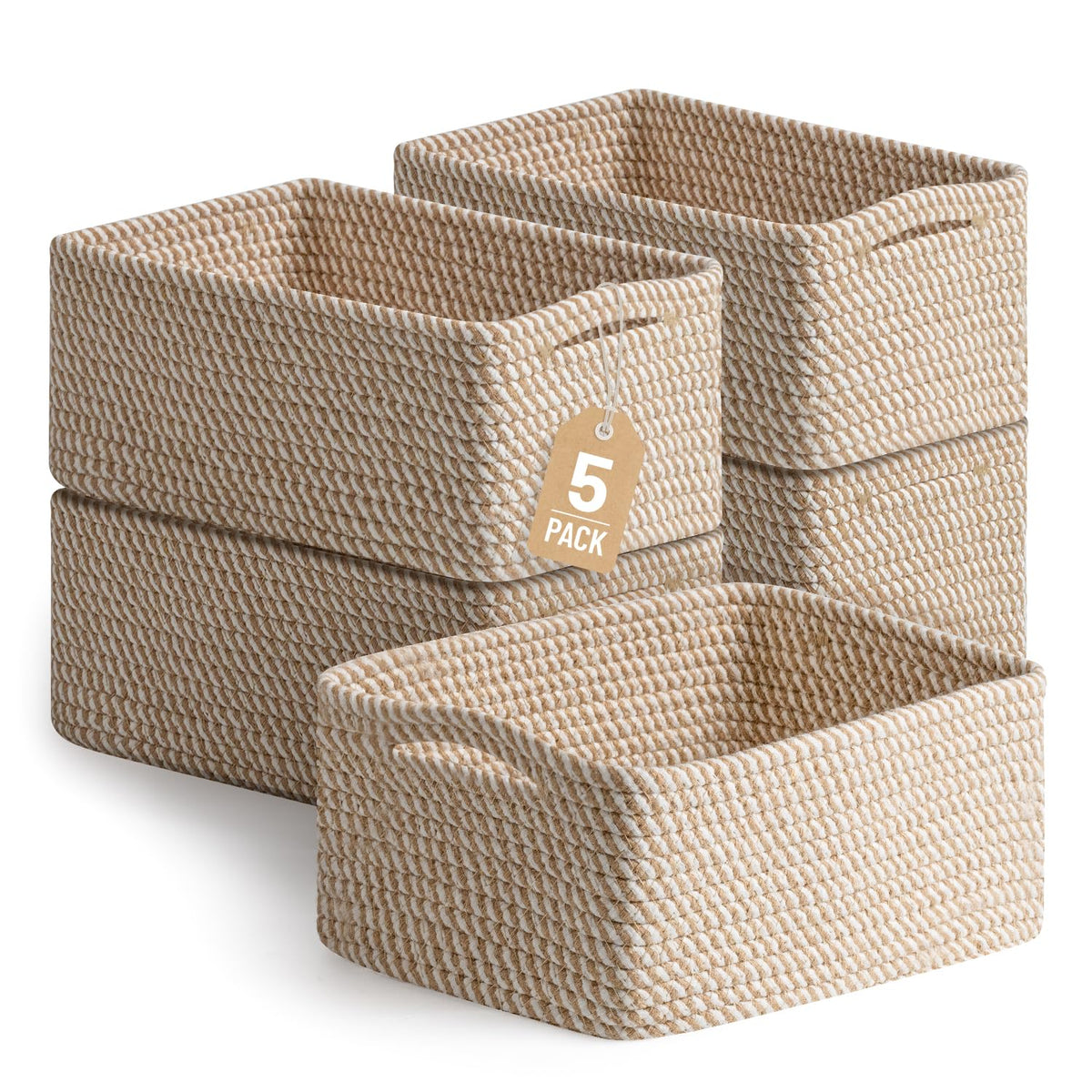 Yilobi front pack view showing five woven baskets and neat presentation benefit