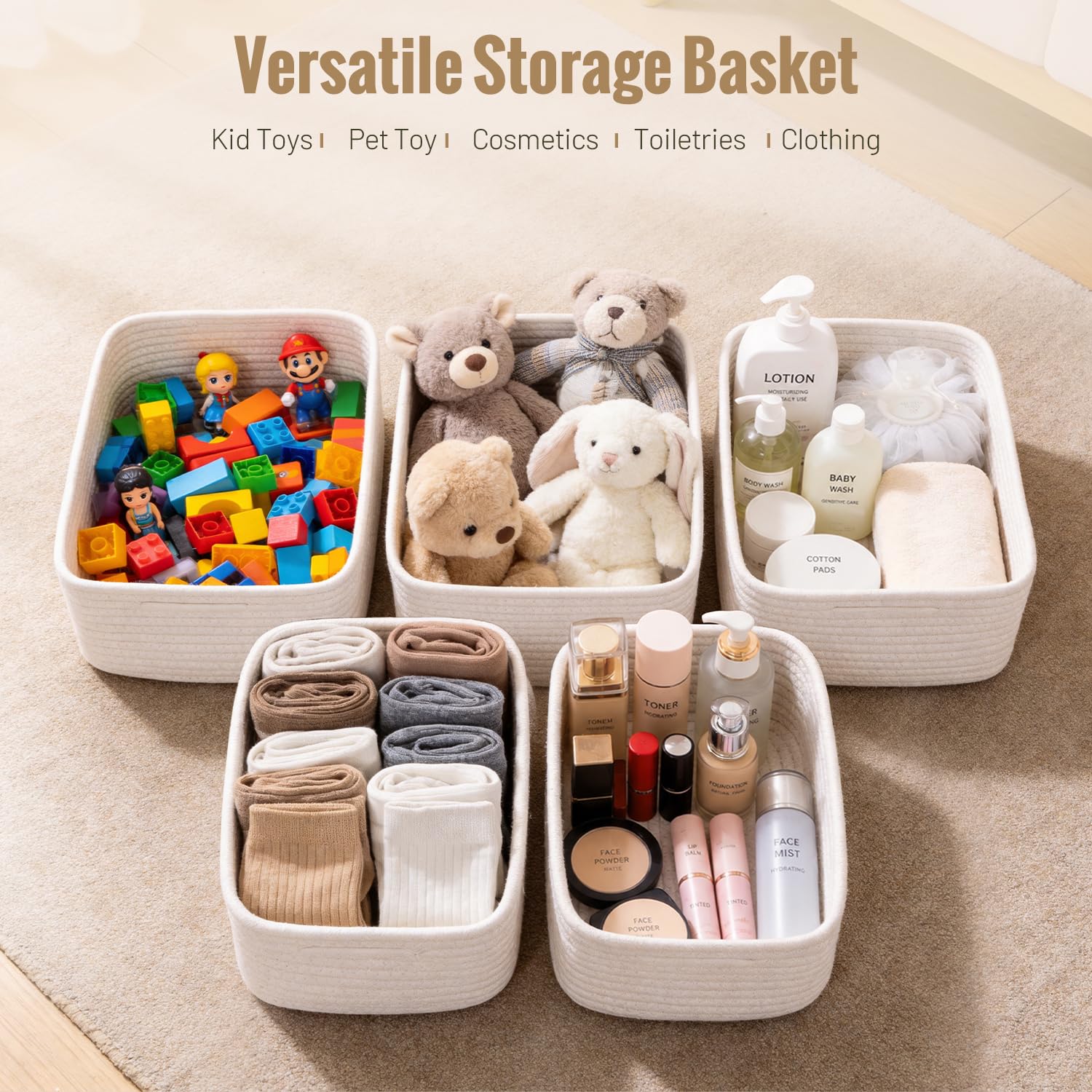 Yilobi in nursery setting holding diapers and toys for convenience