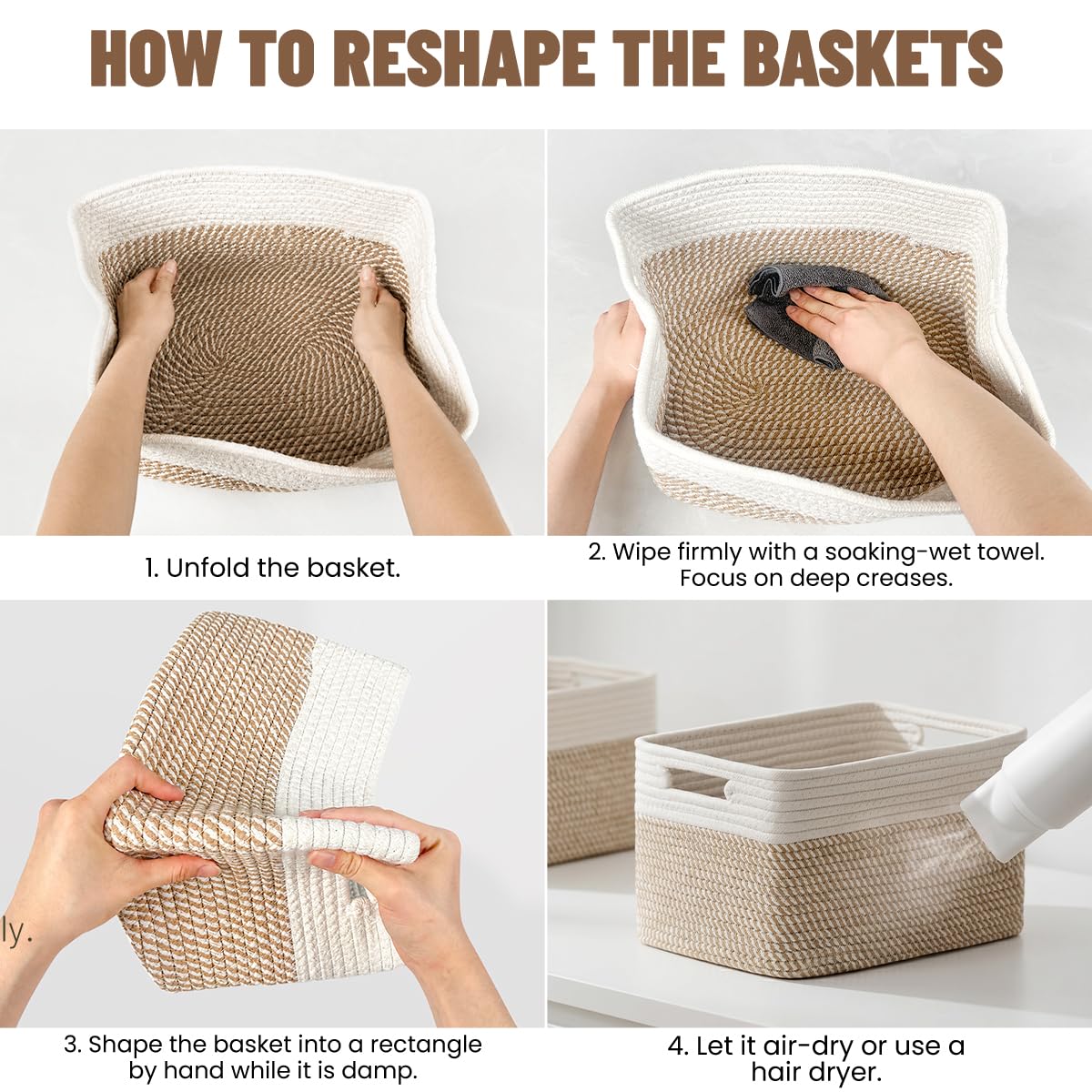 Yilobi basket next to hand showing scale for quick sizing reference