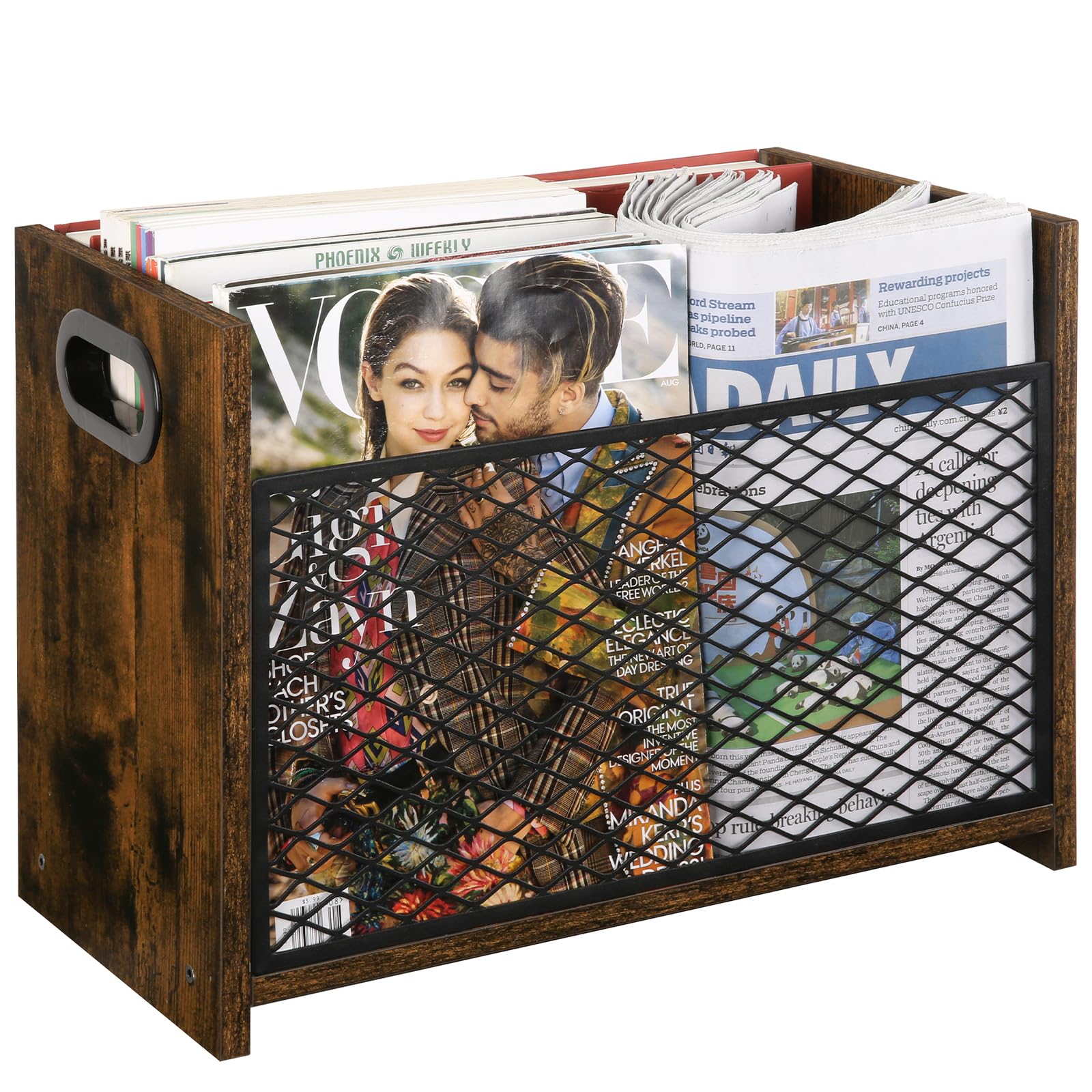YINMIT front view of magazine holder showing neat vertical storage benefit