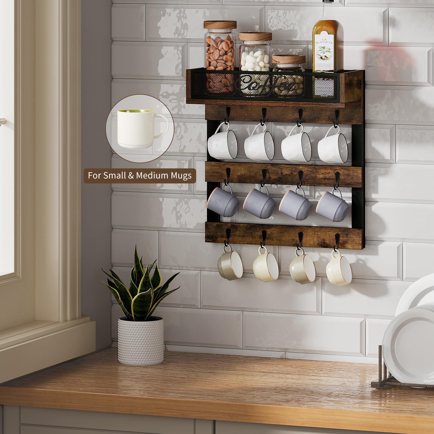 YINMIT top shelf with coffee pods and jars demonstrating tidy storage benefit
