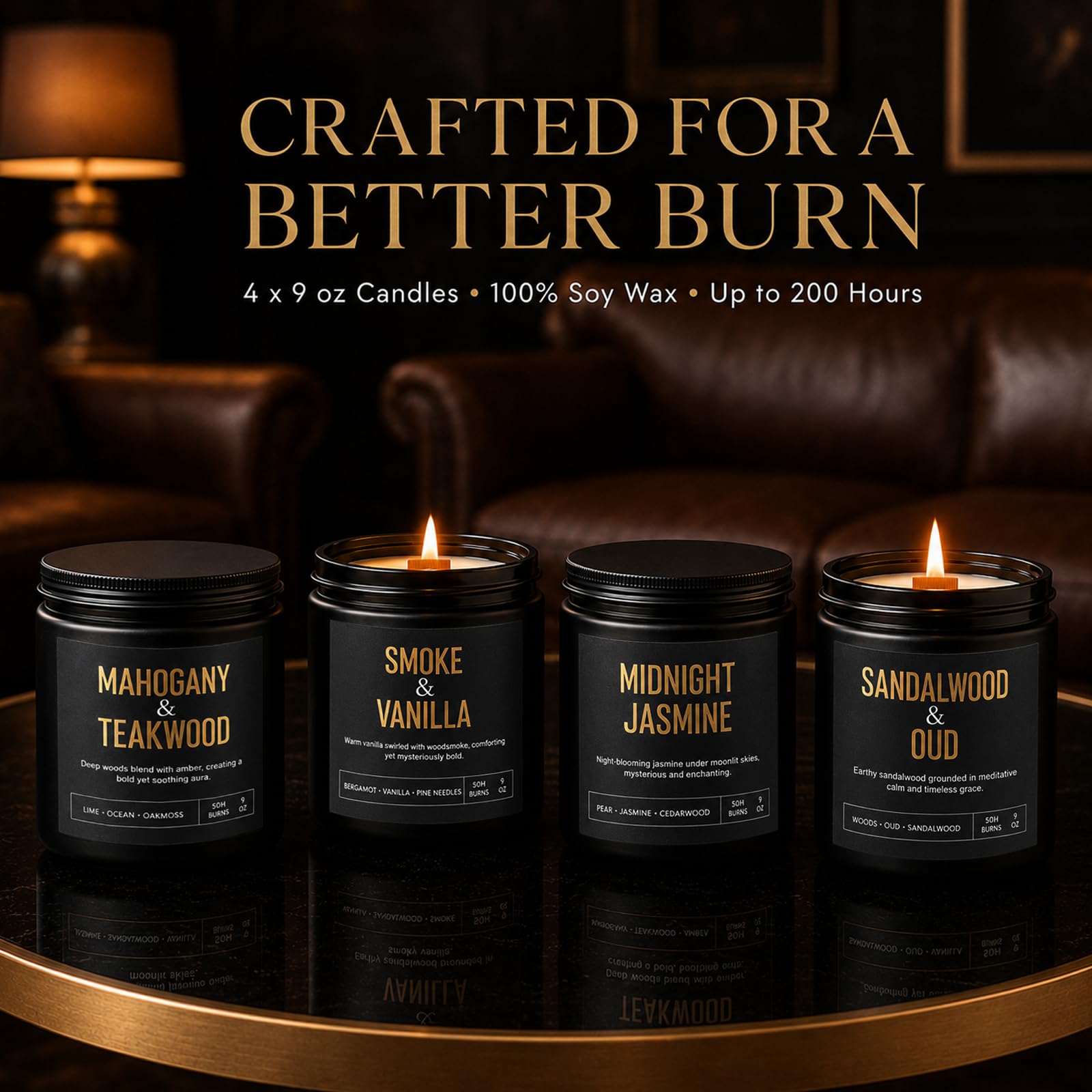 Yinuo Candle midnight jasmine on bedside table, adding subtle floral ambiance