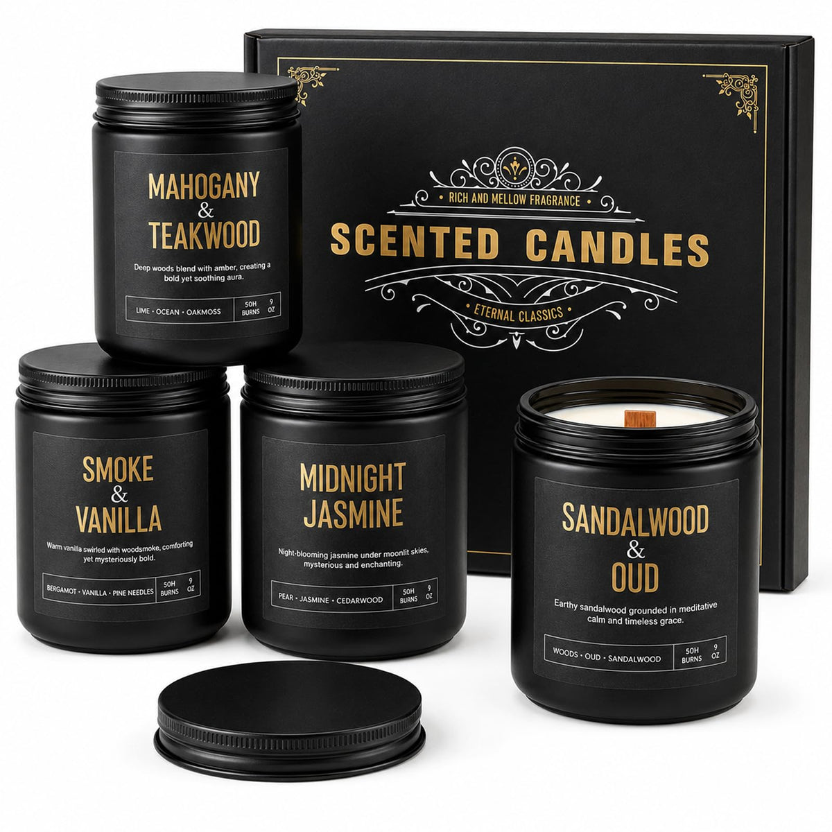 Yinuo Candle front-packaging showing four-candle box, elegant gift-ready presentation