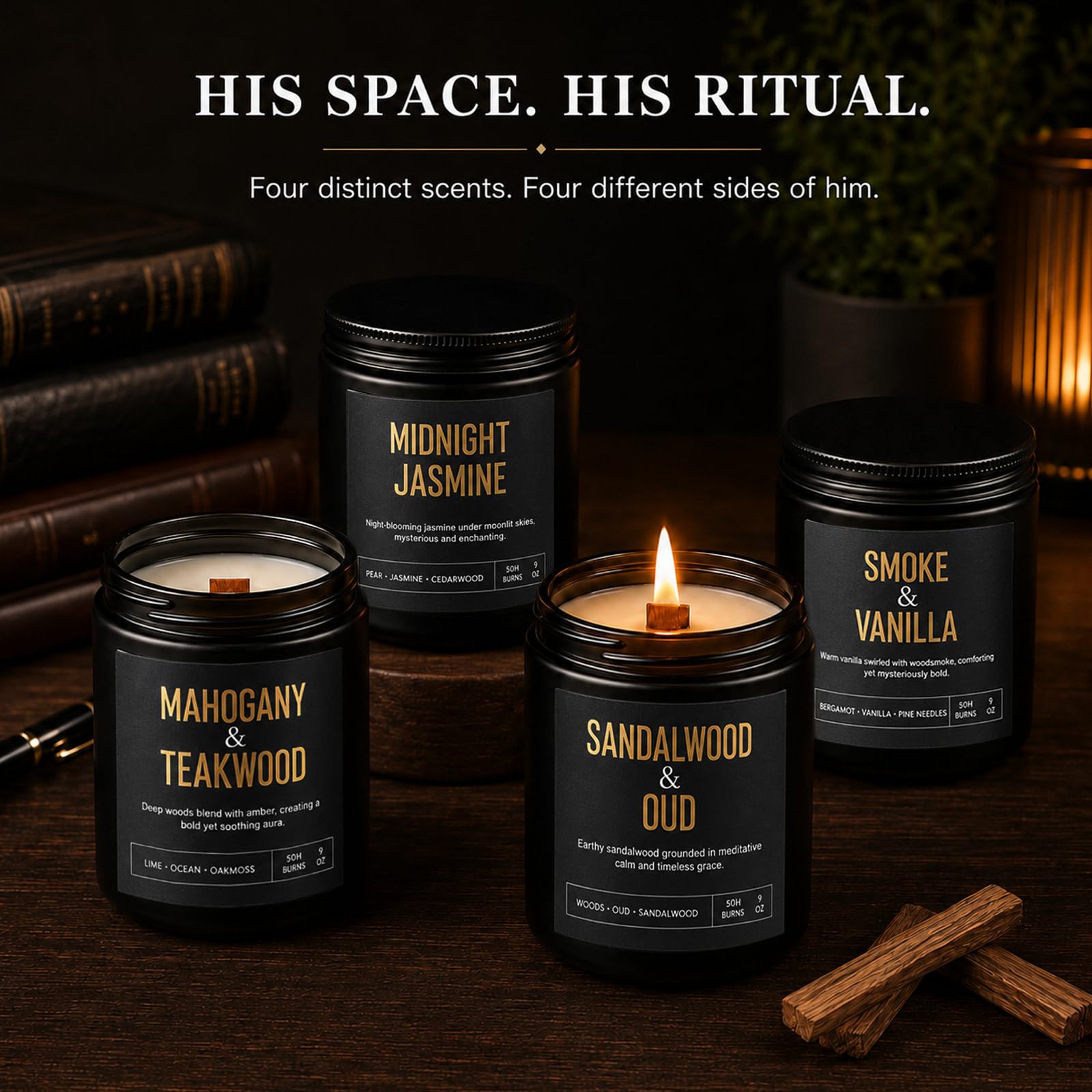 Yinuo Candle smoke & vanilla burning in room, creating cozy smoky-sweet atmosphere