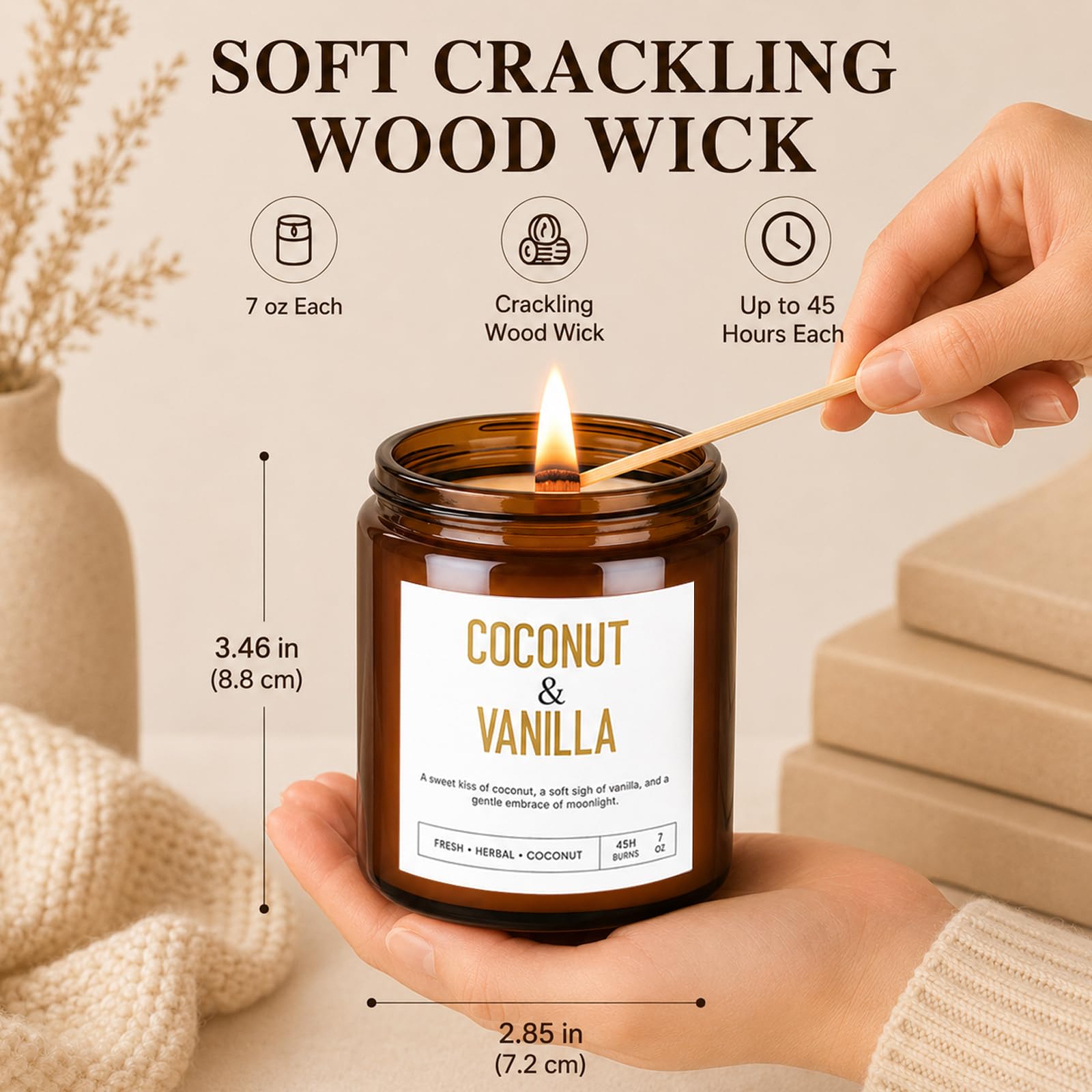 Yinuo Candle wooden wick crackling detail showing warm ambiance and soothing sound