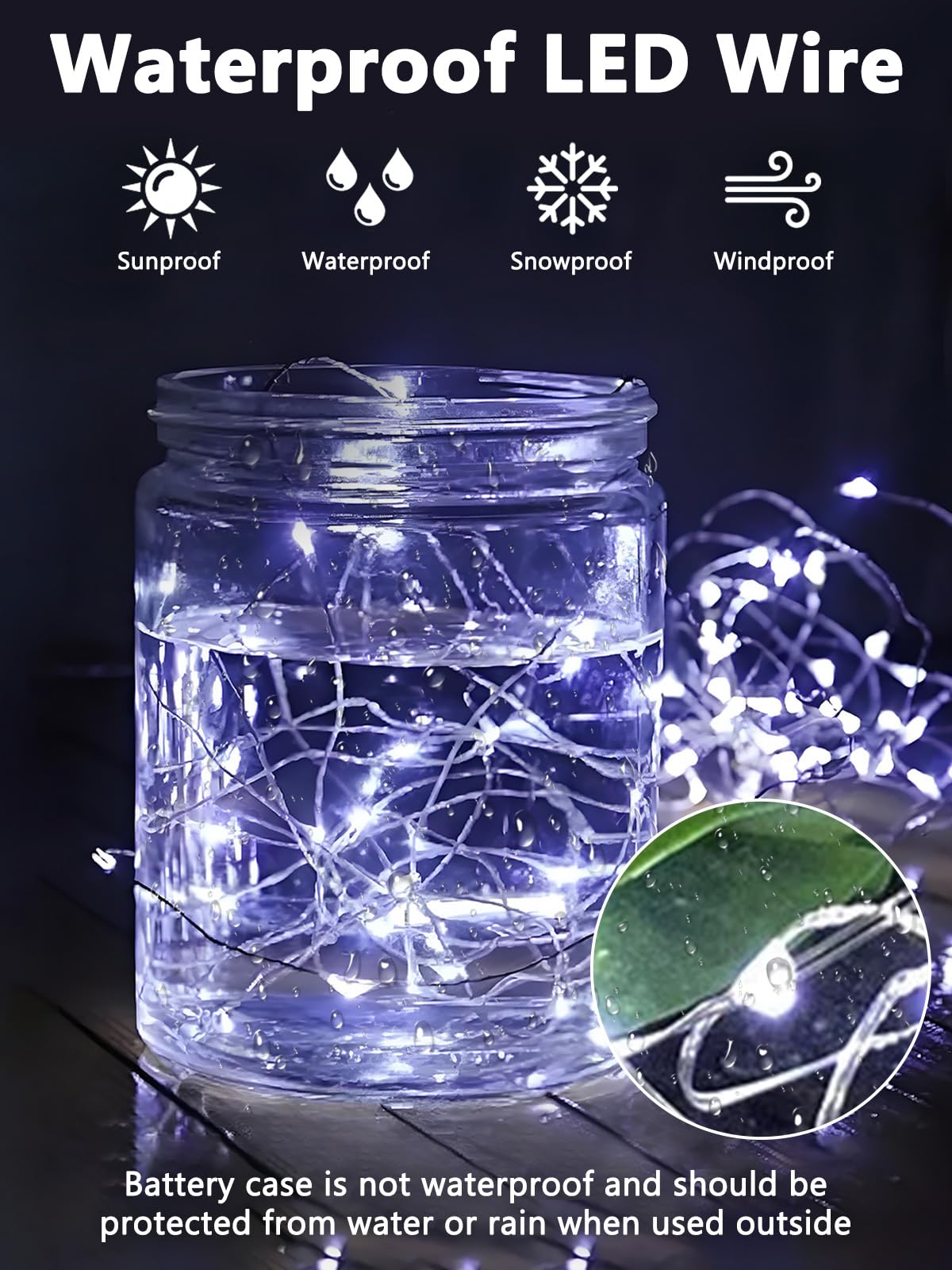 YIQU lights wrapped around a mason jar showing decorative versatility